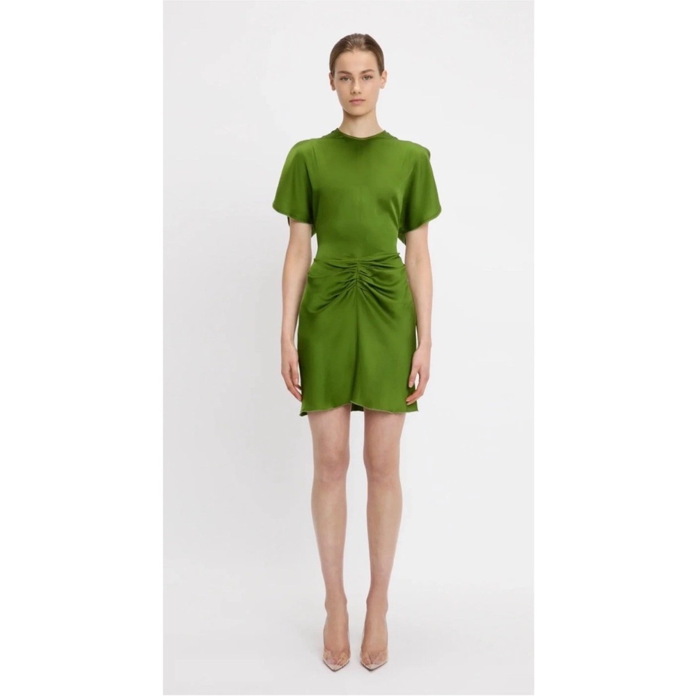 Victoria Beckham gathered waist mini dress in Algae green